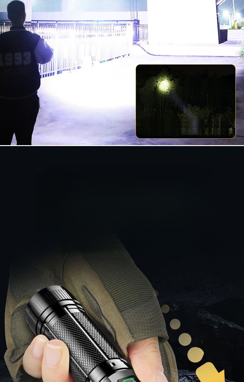 High Brightness Flashlight Laser Ultra Bright Outdoor Range Rechargeable LED Searchlight Long Battery Life Zoomable_voghion.com