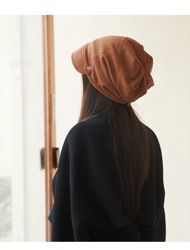 Hat Women's Spring and Autumn Thin New Japanese Style Cold Hat Shows Face Small Pullover Hat Big Head Wai Heap Hat Plain_voghion.com