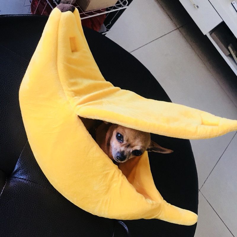 Cama nido para gatos y perros con forma de plátano, cálida y creativa_voghion.com