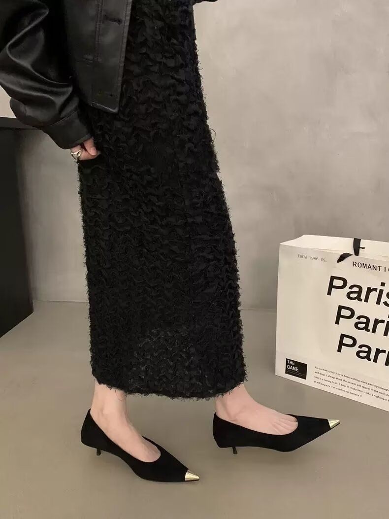Scarpe da donna con tacco a spillo, tacco a spillo, tacco alto, stile gattino, stile francese, scarpe con gonna profumata_voghion.com