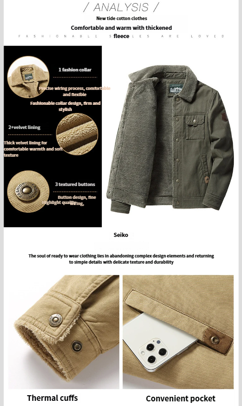Giacca da uomo con colletto rovesciato, stile casual, in pile di cotone lavato, autunno inverno 2023_voghion.com