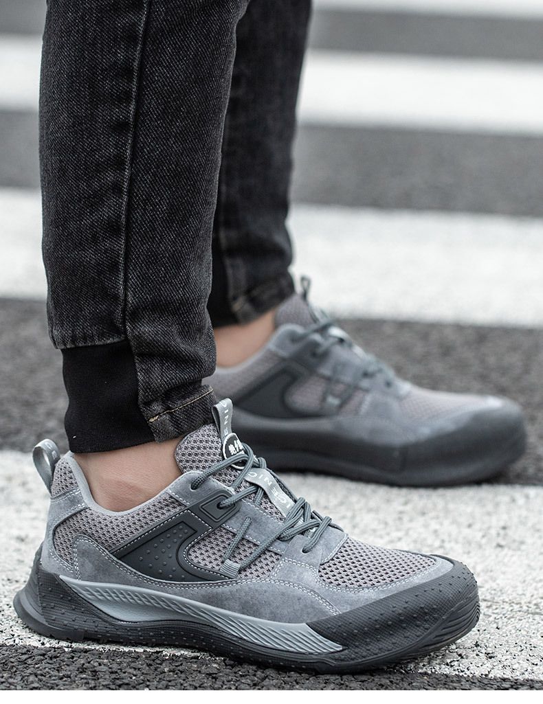 Scarpe antinfortunistiche da uomo con suole in gomma e pelle, traspiranti, leggere, resistenti all'usura, antiurto e antiforatura_voghion.com