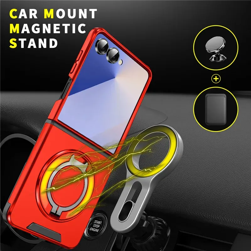 Fashion Magnetic 360° Rotatable Ring Holder Phone Case For Samsung Galaxy Z Flip 7 6 5 5G Camera Lens Protector_voghion.com