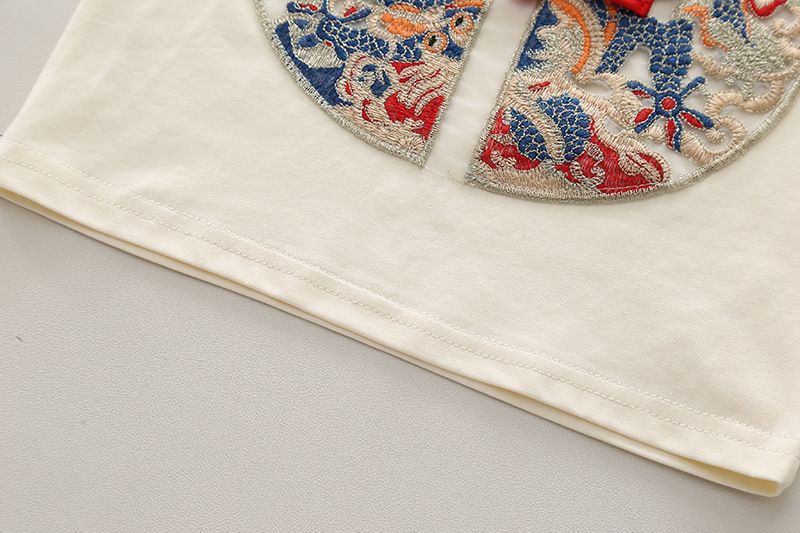 T-shirt a maniche corte con collo rotondo con bottoni cinesi in stile occidentale per bambini nuovi estivi, set in due pezzi per ragazzi e ragazze_voghion.com