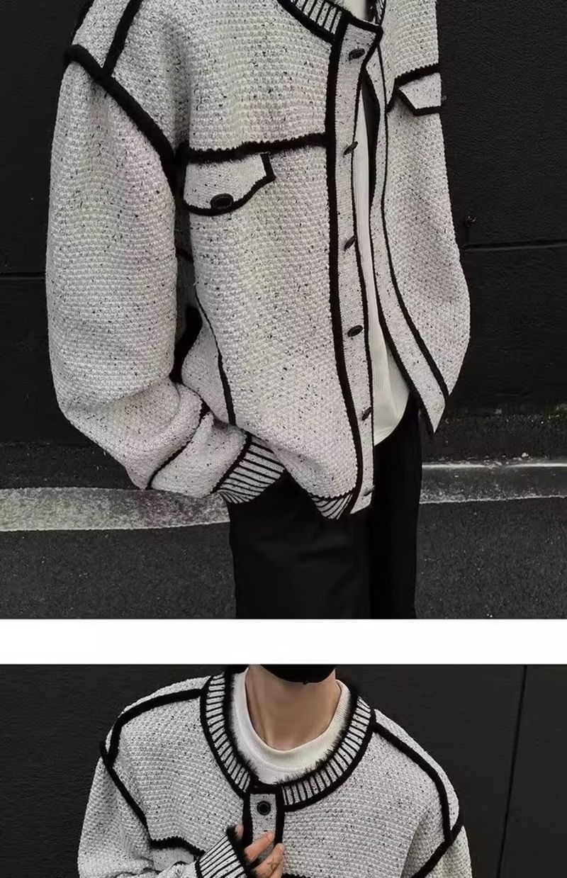 Unisex Knit Cardigan – Oversized Crochet Sweater With Chunky Cable Stitch (M/L/XL/2XL/3XL, Harajuku Streetwear, Polyester Blend, Wrinkle-Free)_voghion.com