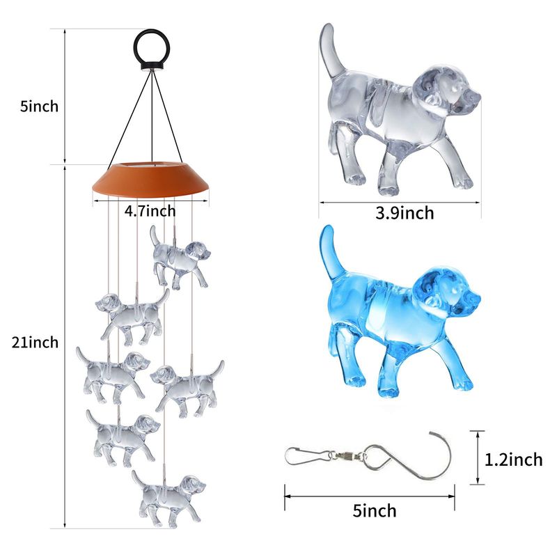 New Outdoor Solar Wind Chime Light LED 2020 New Red Shell Dog Wind Chime Christmas Gift_voghion.com