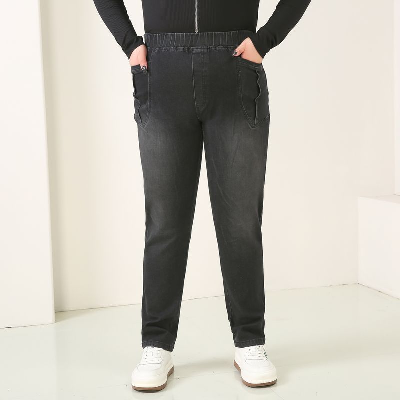 Women's Clothing Large Size Jeans For Women Autumn Fat Mm Slim Trousers High Elastic Small Pants_voghion.com