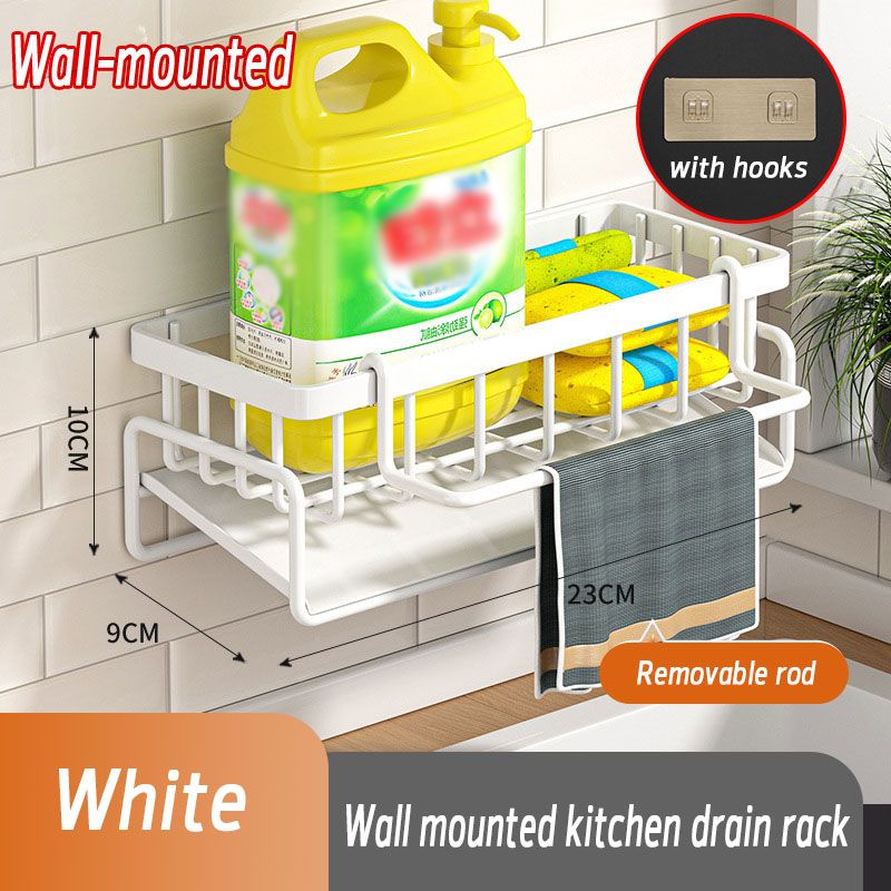 Porta spugna da cucina, scolapiatti in acciaio inox, portasapone, portasciugamani, organizer per mensola, accessori per il bagno_voghion.com