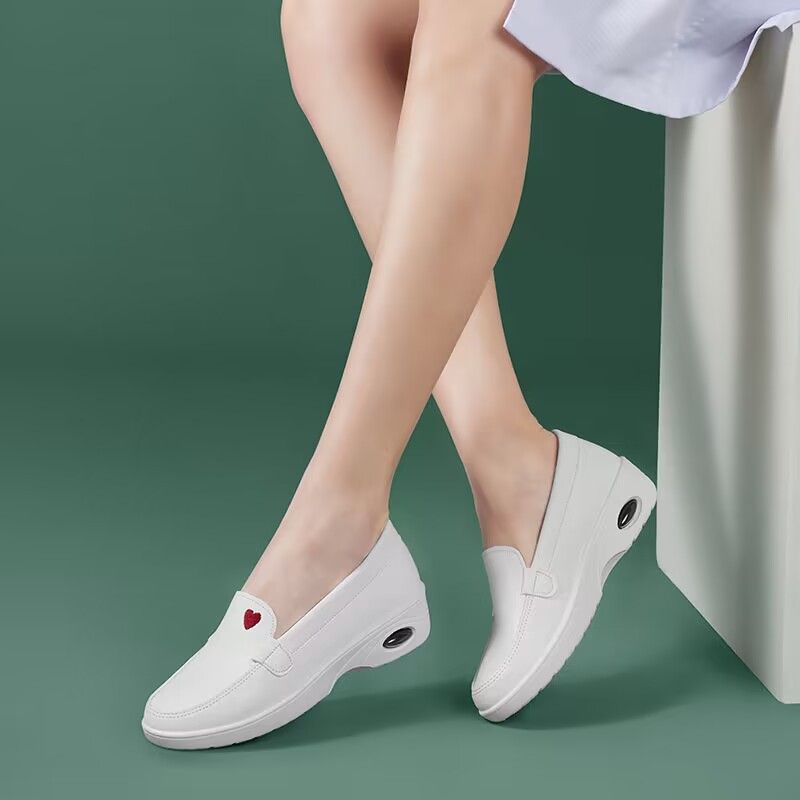 Nurse Women's Shoes, Air Cushioned Soft Breathable, Tiring, Non Slip, Comfortable, Thick Soles, Increased Height Inside,_voghion.com