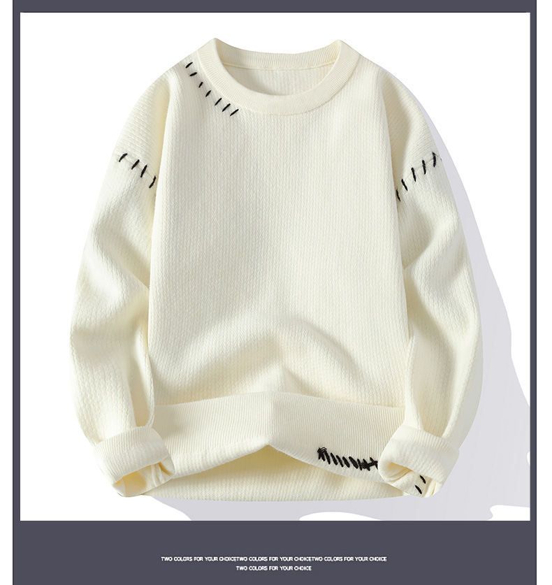 Lazy Wind Loose Couple Sweater Men Wear Round Neck Pullover Bottom Warm Men's Knitted Sweater_voghion.com