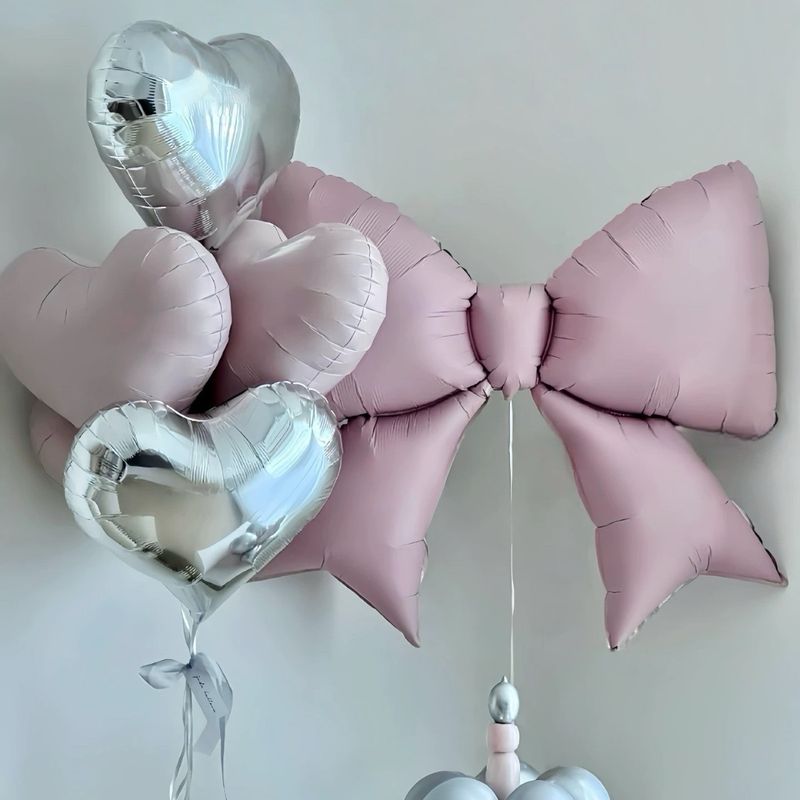 Globos de aluminio con lazo mate grandes, decoración para fiestas de cumpleaños, accesorios para ambientar fiestas, venta al por mayor_voghion.com