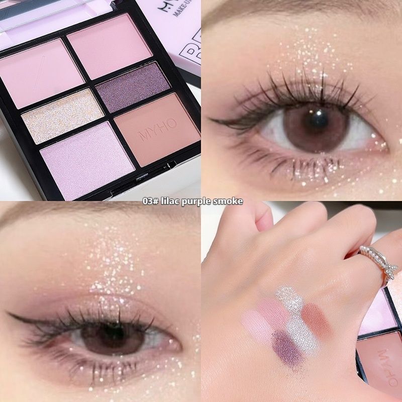 Six Color Palette Rabbit Tail Grass Glitter Glitter Pearl Matte Lattice Eyeshadow_voghion.com
