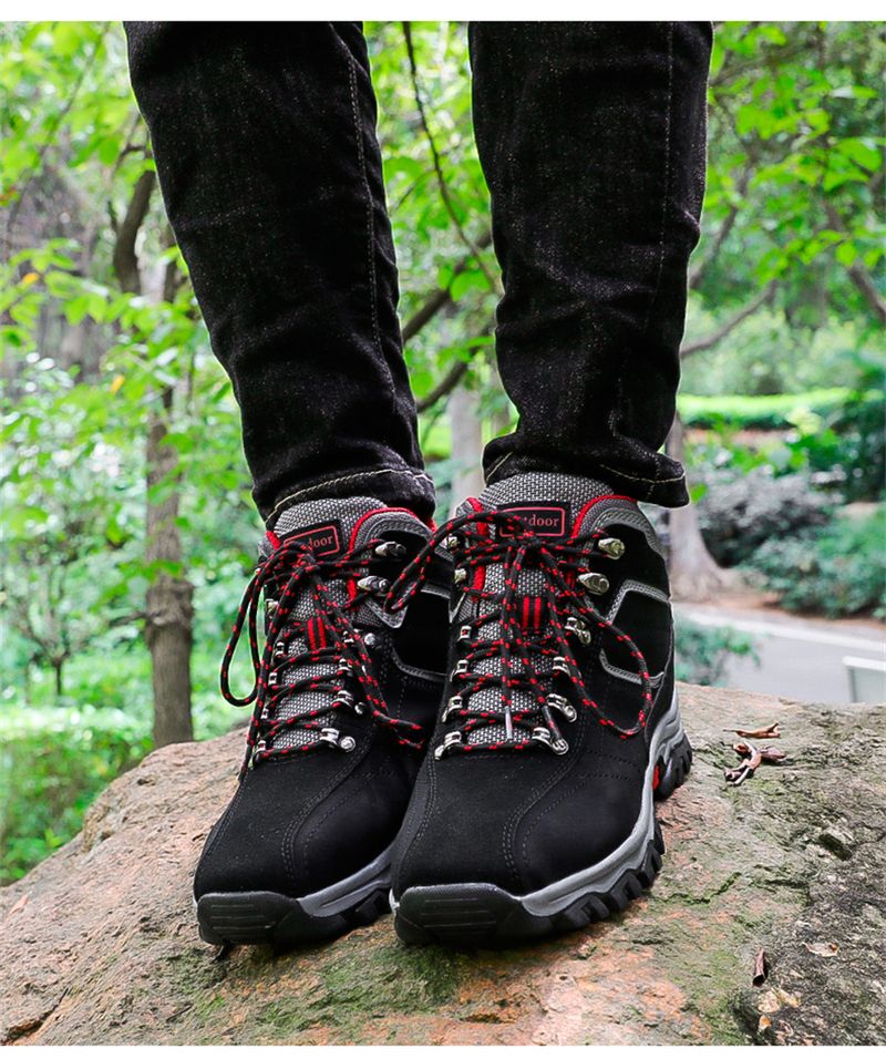 Stivali alti da uomo, comodi, casual, con lacci, antiscivolo, scarpe da trekking da uomo, resistenti, traspiranti, con suola spessa, stivaletti da uomo_voghion.com