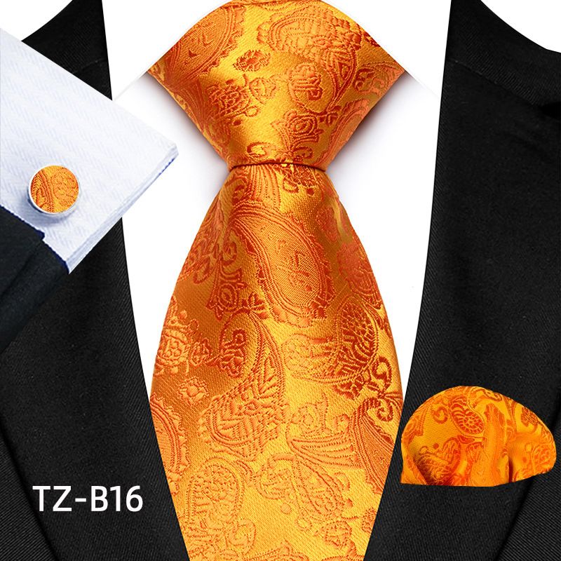 Set de costum de nuntă bărbătesc cu model paisley, cravată și batistă de buzunar, cu manșete_voghion.com