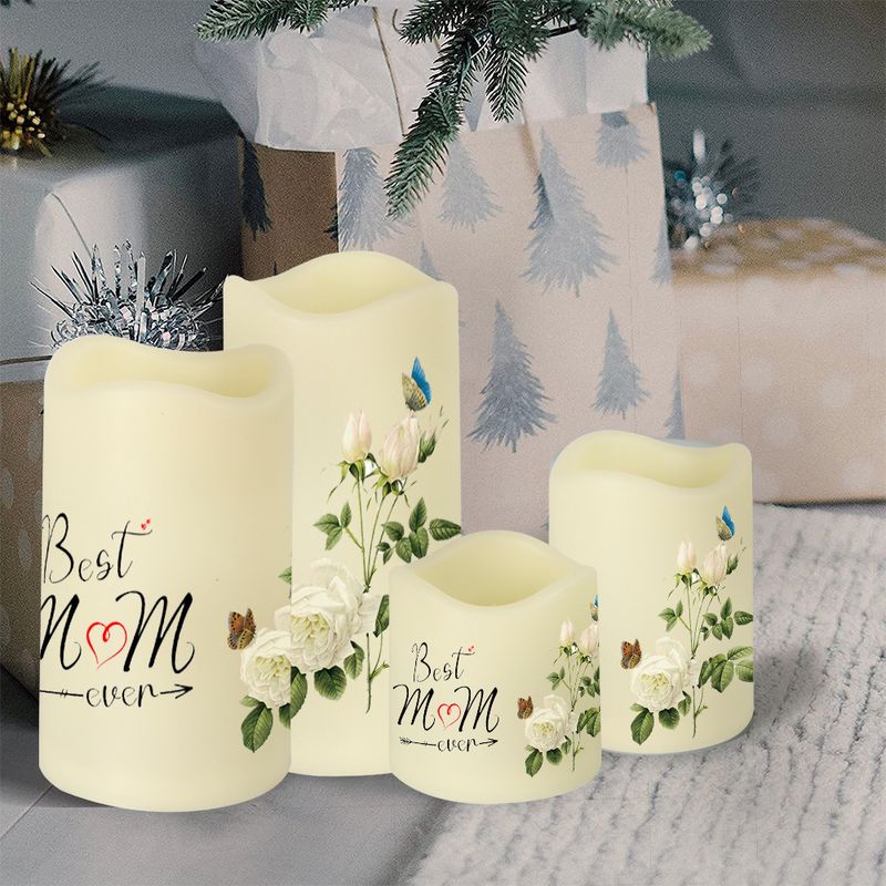 4 Piece Set Of Printed DIY Layout Candle Glow Theme Party Decoration LED Electronic Candle Light Festival Light Up_voghion.com