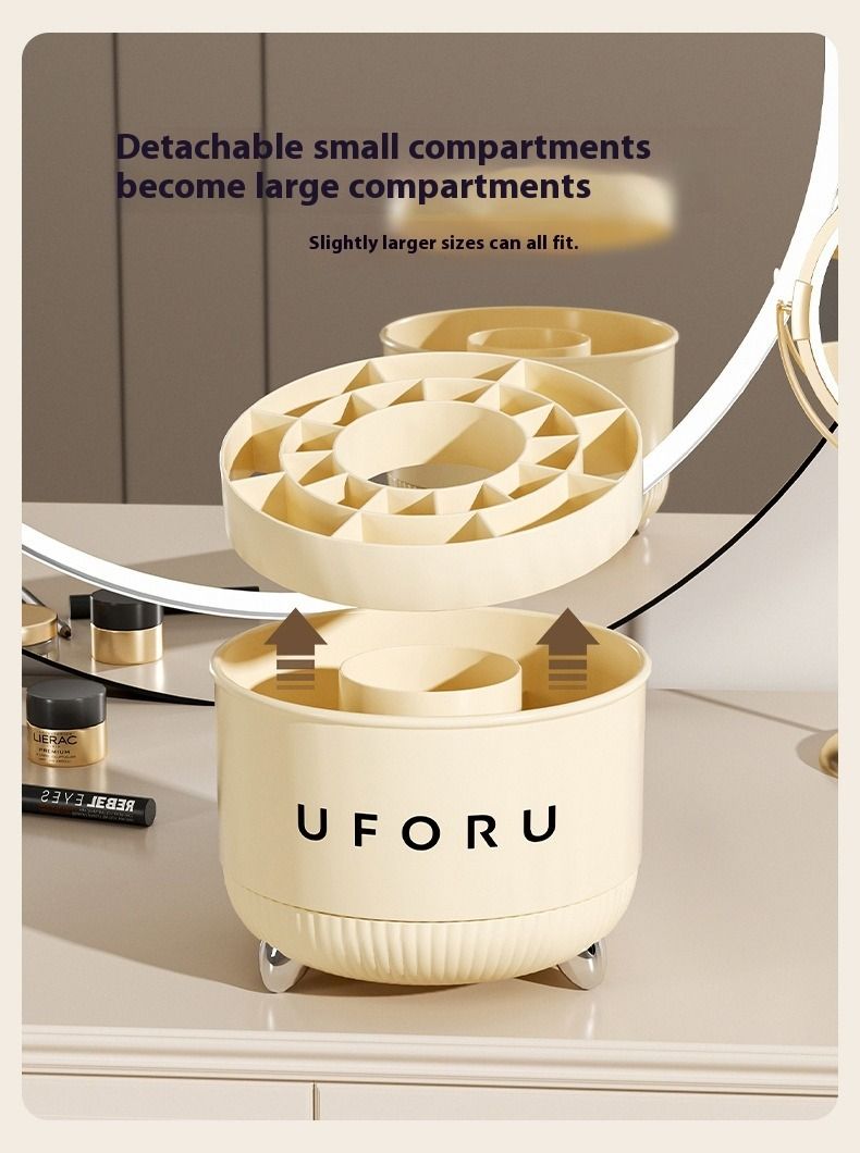 Uforu Aufbewahrungseimer für Make-up-Pinsel, drehbarer Stifthalter für den Schreibtisch, für das Schlafzimmer, für Augenbrauenstift und Lidschatten_voghion.com