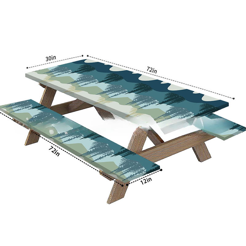 2025 New Garden Three-Piece Set Picnic Tablecloth Stool Full Polyester Micro Elastic Table Cover Waterproof Oil-Proof_voghion.com