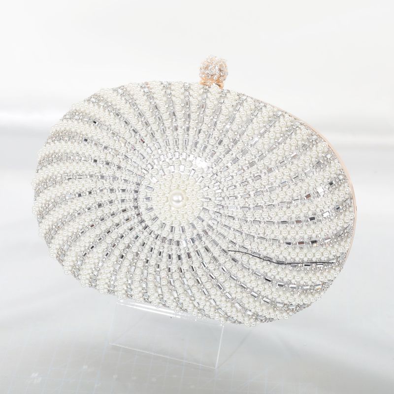 Handmade Pearl Inlaid Diamond Round Metal Handheld Evening Style Dress Bag Gift New Arrival_voghion.com