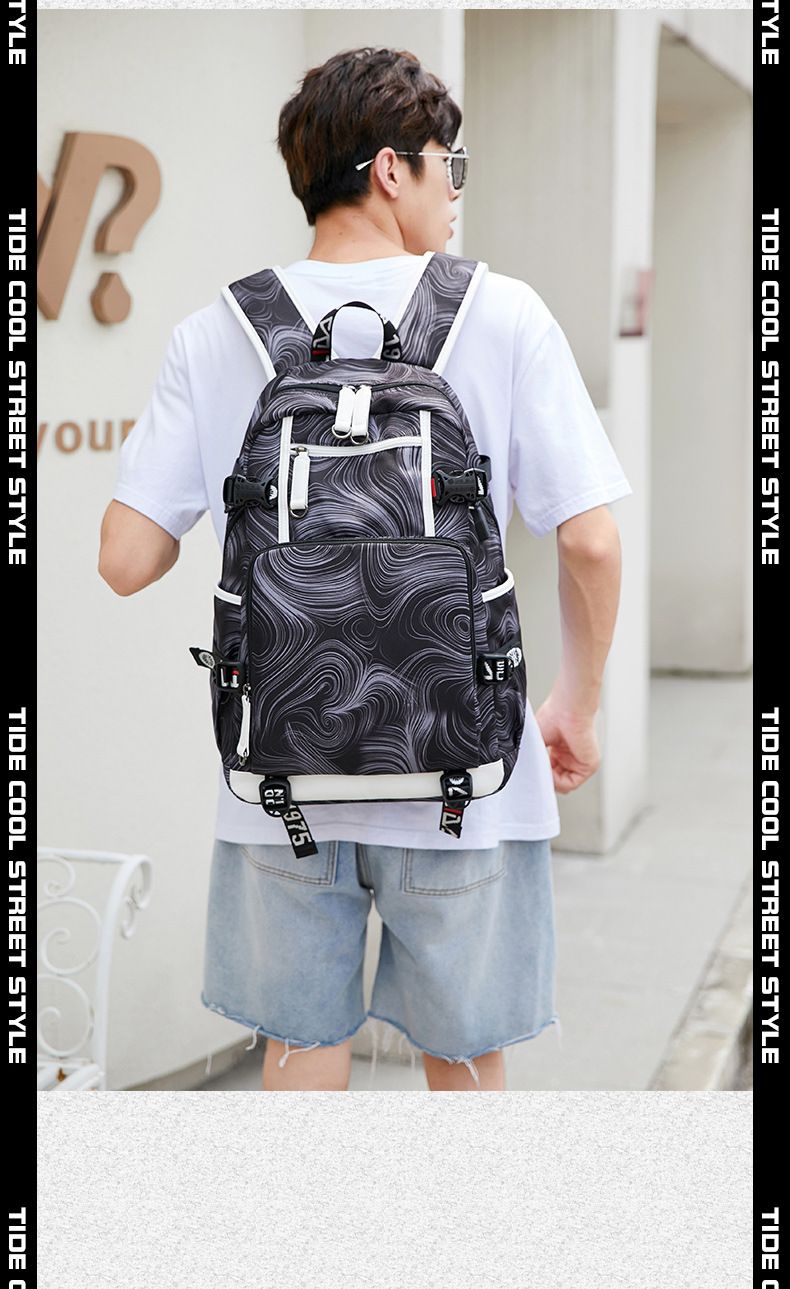 Nieuwe stijl bedrukte multifunctionele herentas zakelijke computerrugzak herenrugzak met grote capaciteit junior high school student schooltas_voghion.com