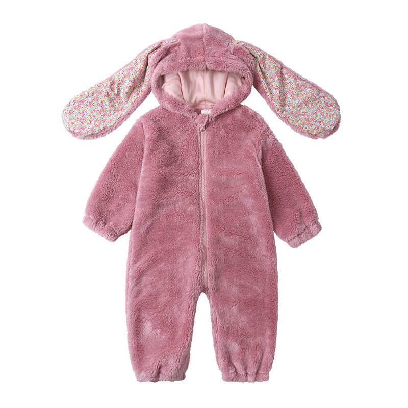 Tutina invernale per neonato 2025 con grandi orecchie da coniglio, tuta natalizia per neonato, pigiama con cappuccio in caldo pile C_voghion.com