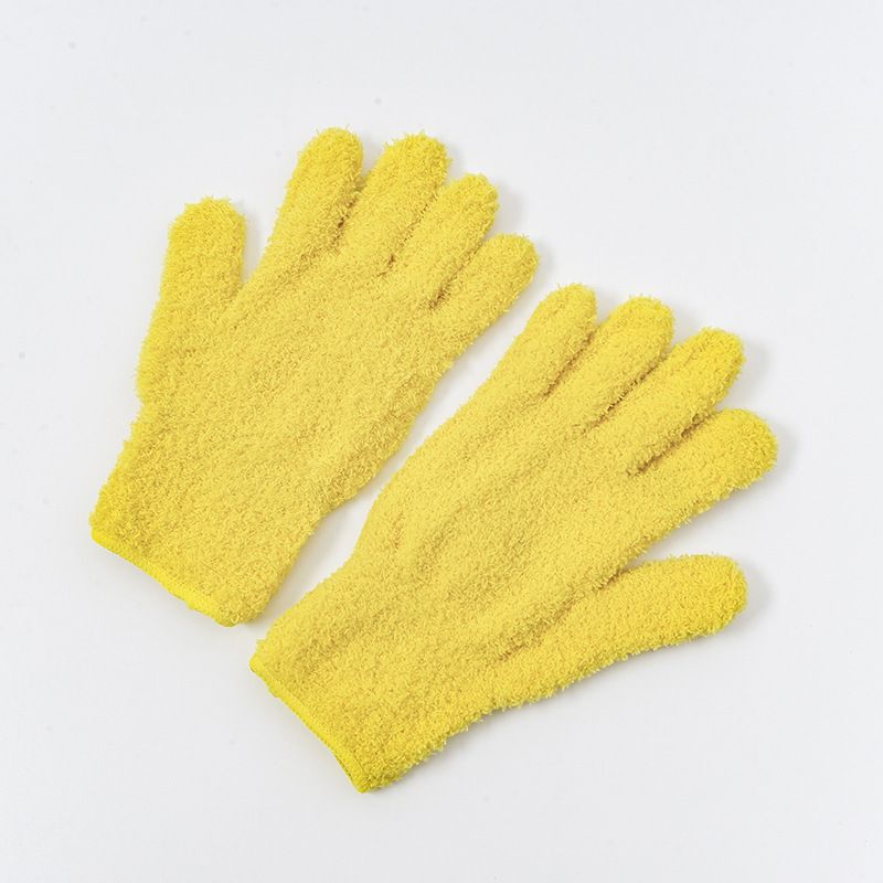 Microfiber Dust Removal Coral Fleece Car Wash Cleaning Solid Color Five-Finger Household Absorbent Hair Drying Gloves_voghion.com