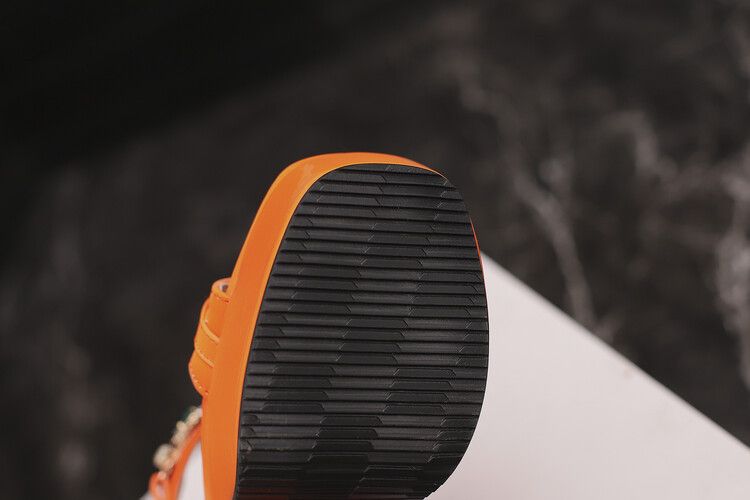 Rhine-drill square head open toe side air waterproof platform thick heel high heel buckle sandal woman_voghion.com
