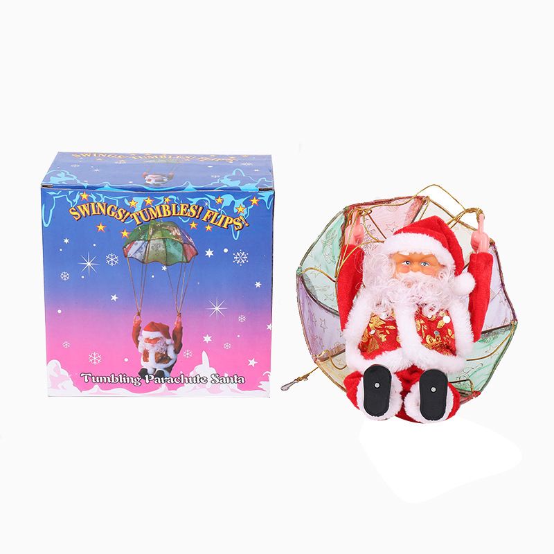 Brinquedo de paraquedas de Papai Noel voador de Natal – Decoração de queda com motor elétrico, presente festivo para crianças e festas de fim de ano_voghion.com