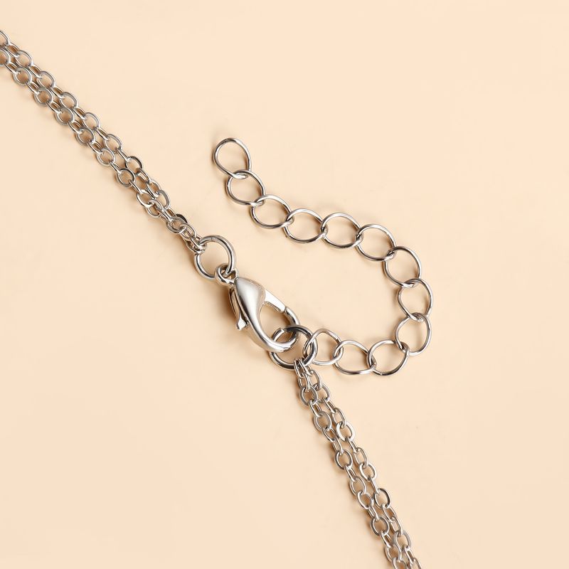 Double Stacked Diamond Sun Moon Necklace Ins Wind Octagram Collarbone Chain Necklace_voghion.com