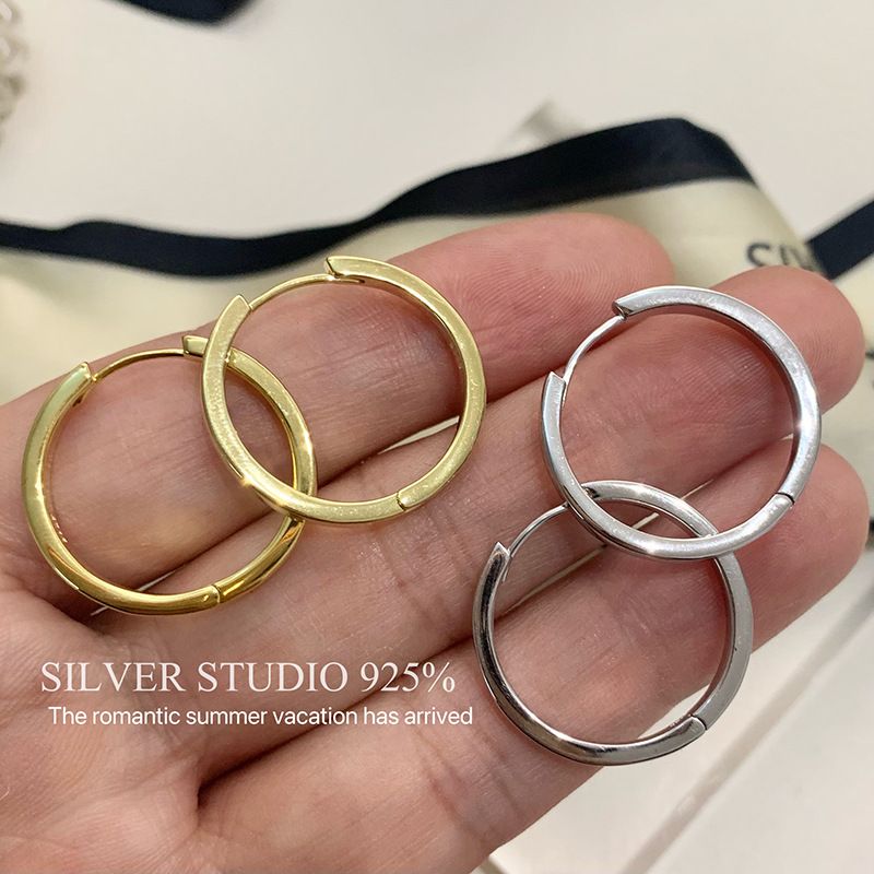 S Pure Oorbellen Licht Luxe Franse Niche Eenvoudige Hoop Studs Clips Zilveren Oorsieraden Voor Vrouwen_voghion.com