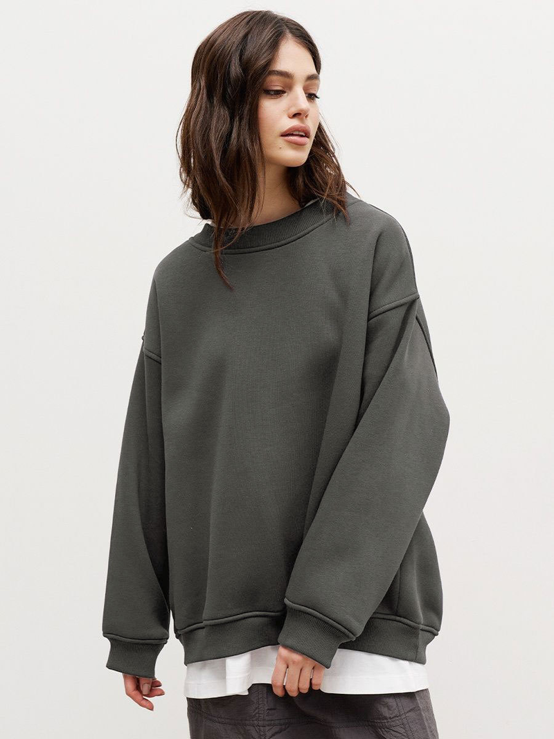 Robe femme col rond sweat à capuche ample femme_voghion.com