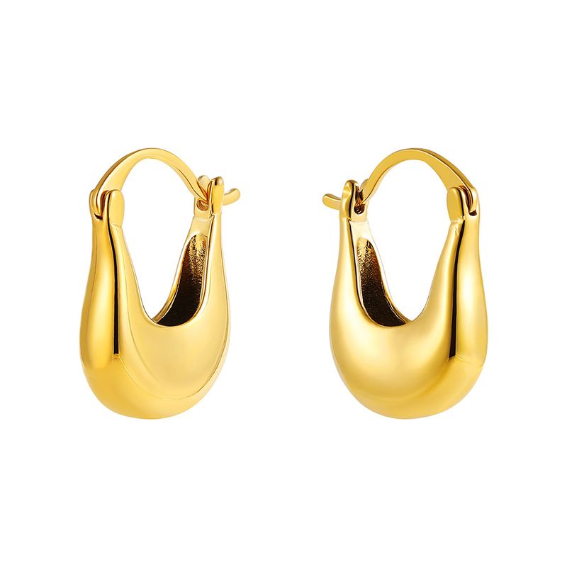 Set di gioielli da donna, orecchini semplici alla moda, placcati in rame, vero oro, orecchini geometrici tridimensionali lisci di vendita calda_voghion.com