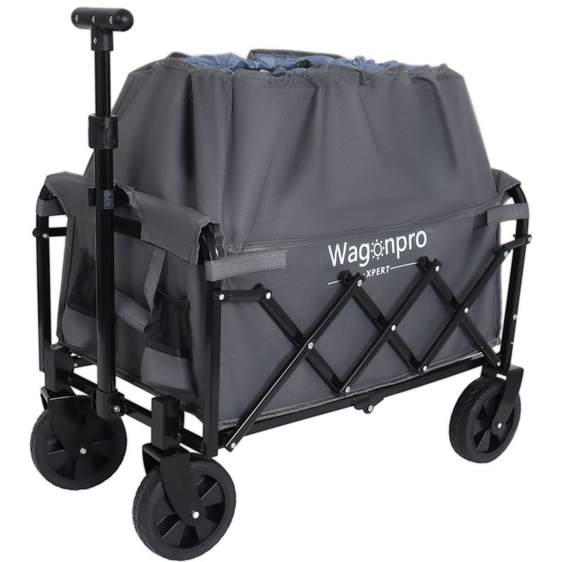 Expandable Dual-Layer Utility Wagon With 100% Extra Space - 225lbs Grocery Cart For Camping, Shopping, Sports, Gardening, Fishing, Gray_voghion.com