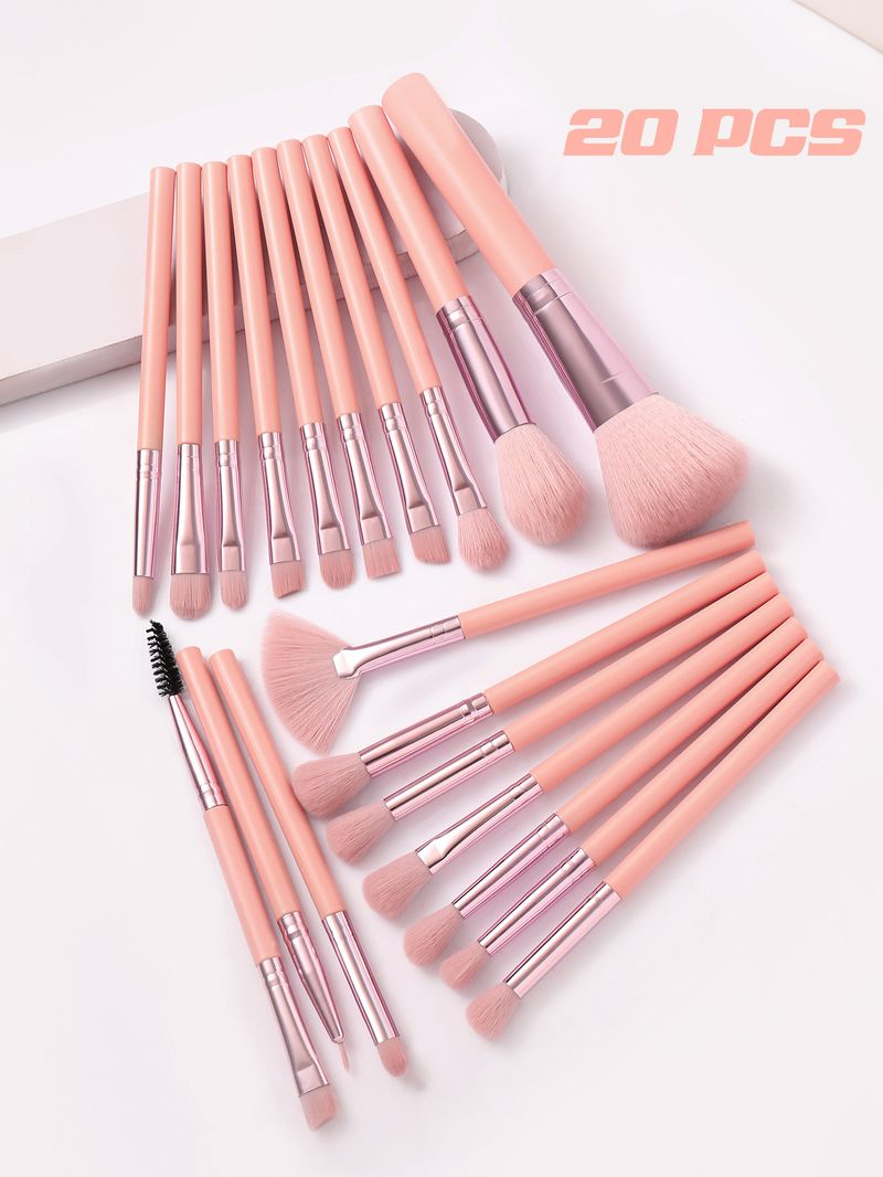 Set di 20 pennelli da trucco a base piatta + 1 trousse da viaggio con alfabeto + set da 19 pezzi con spugne di bellezza, piumini da cipria e ciotola per la pulizia dei pennelli_voghion.com