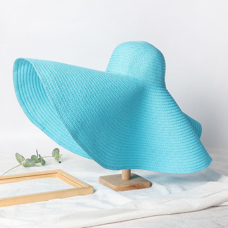 Vendita calda pieghevole da donna oversize floppy paglia 70 cm di diametro grande tesa cappelli estivi da sole Panama viaggio spiaggia cappello all'ingrosso_voghion.com