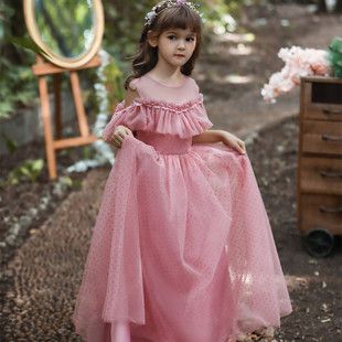 Robe de spectacle perlée pour enfants européens et américains, robe bouffante multicouche pour fille, robe de Noël pour enfants_voghion.com
