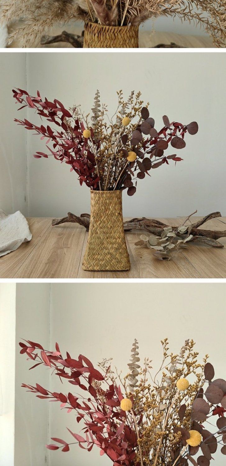 Konstnärlig Retro Naturlig Vass Torkad Bukett Set Klädaffär Fönster Dekoration Hem Skrivbord Riktiga Blommor Ornament_voghion.com