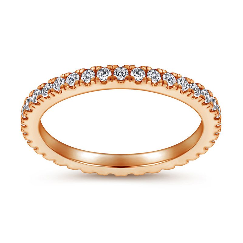 Anello coreano con zircone - Anello in argento 925 placcato oro rosa (design a cerchio completo)_voghion.com
