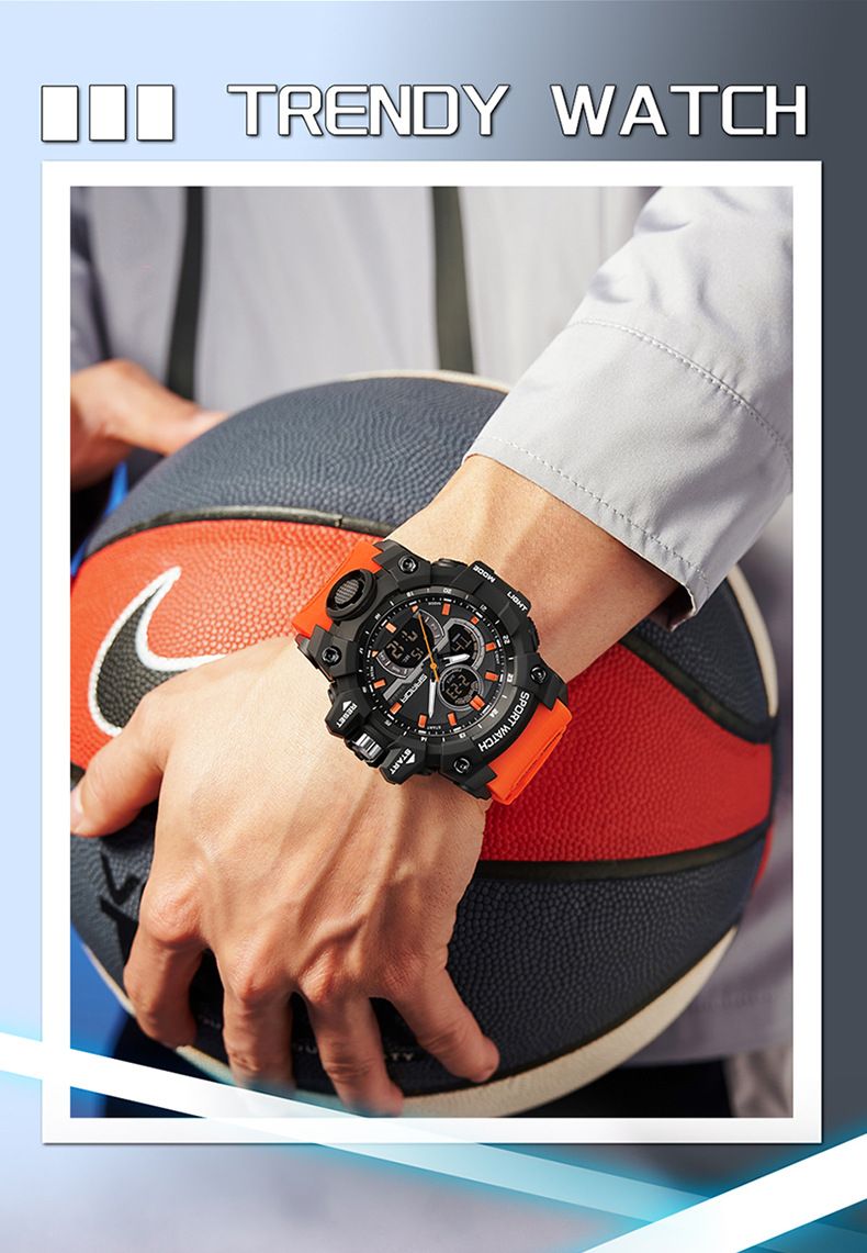 Men's Digital Analog Sport Watch With Multifunction, Waterproof, And LED Backlight For Outdoor Activities Sports Waterproof Men's Electronic Watch_voghion.com