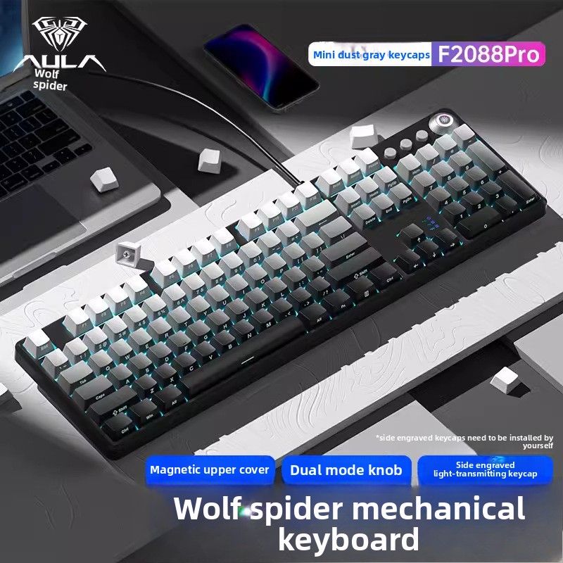 Tarantula F2088Pro Kabelgebundene mechanische Tastatur, Blaue Achse, Rote Achse, Tee-Achse, Notebook, E-Sport-Spiel, mit magnetischer oberer Abdeckung_voghion.com