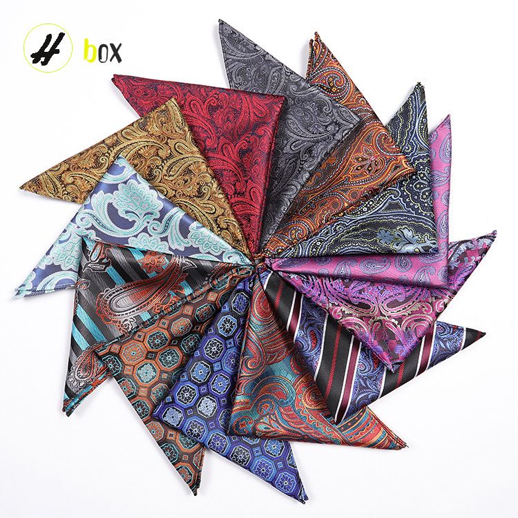 Muški džepni ručnik Mali kvadratni šal za prsa s cvijetom indijskih oraha, prugasti, mali kvadratni ručnik za maramicu_voghion.com