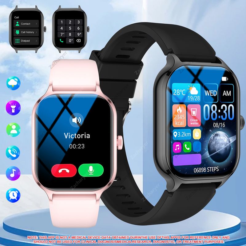 Montre intelligente à écran tactile complet, montre de sport, peut répondre aux appels, avec rappels de messages, fond d'écran de cadran personnalisable_voghion.com