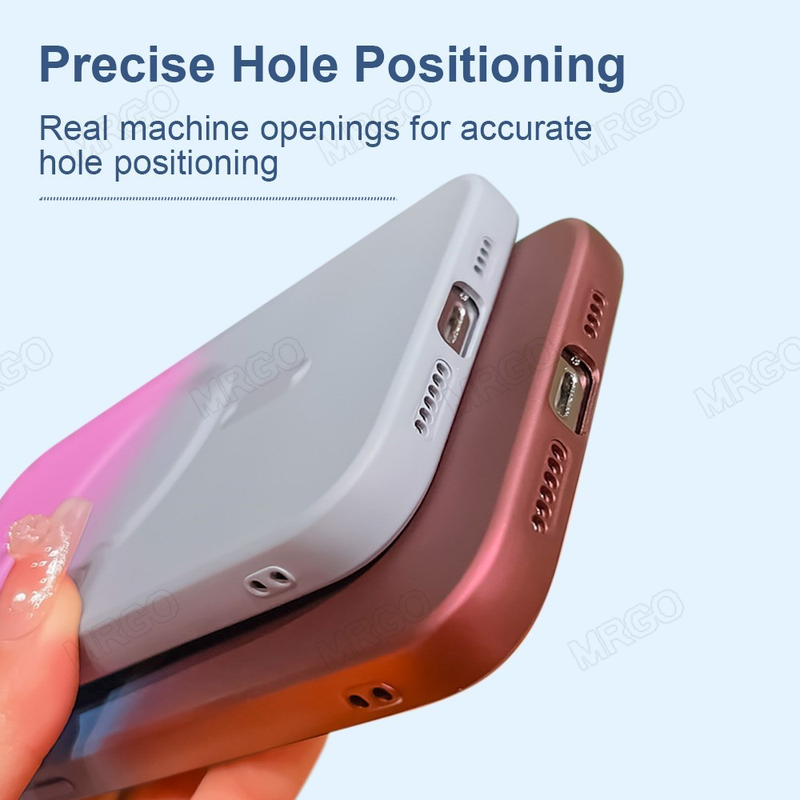 Luxury Gradient Matte Silicone For Magsafe Wireless Charging Case for iPhone 14 11 12 13 Pro Max Plus With Lens Protector Cover_voghion.com