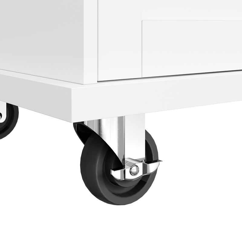 Esszimmerwagen Weiß 129x92cm Mit Schubladen, Hellbrauner Arbeitsplatte_voghion.com