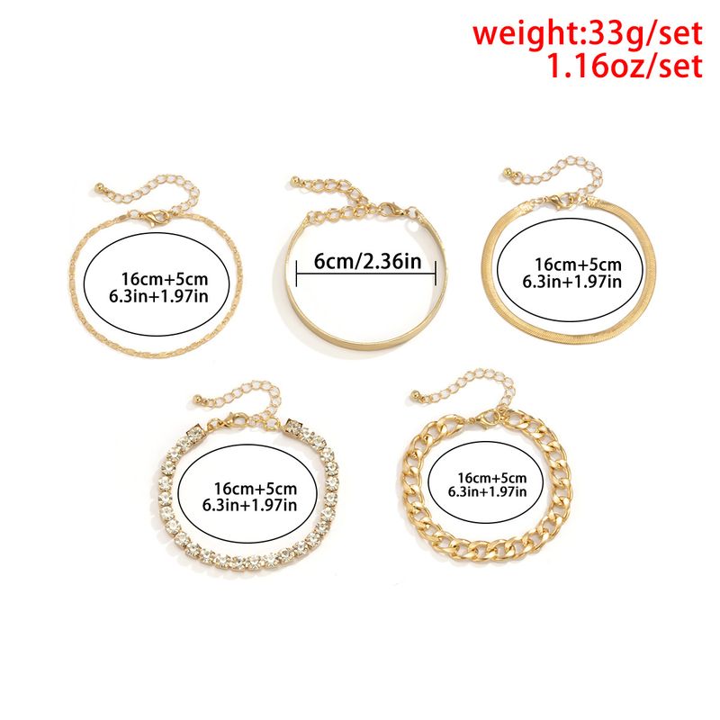 European And American Personalized Geometric Multi-element Rhinestone Set Bracelet Retro And Simple Copper Handmade Claw Chain Jewelry_voghion.com