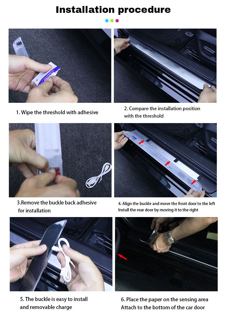 Lampada da soglia per portiera auto, proiettore di benvenuto, luce di soglia, alimentazione USB, luce di benvenuto a LED mobile a pedale_voghion.com