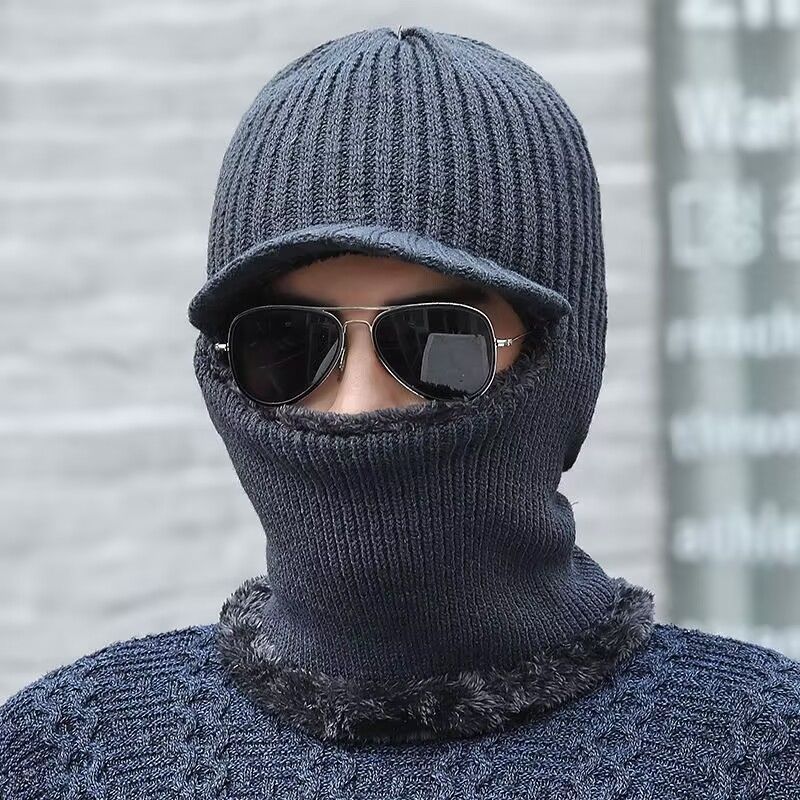 Winter Men's Women's Cycling Hood, Neck Protection, Warm Elastic Thick Knitted Yarn Hat, Windproof And Face Covering Hat_voghion.com