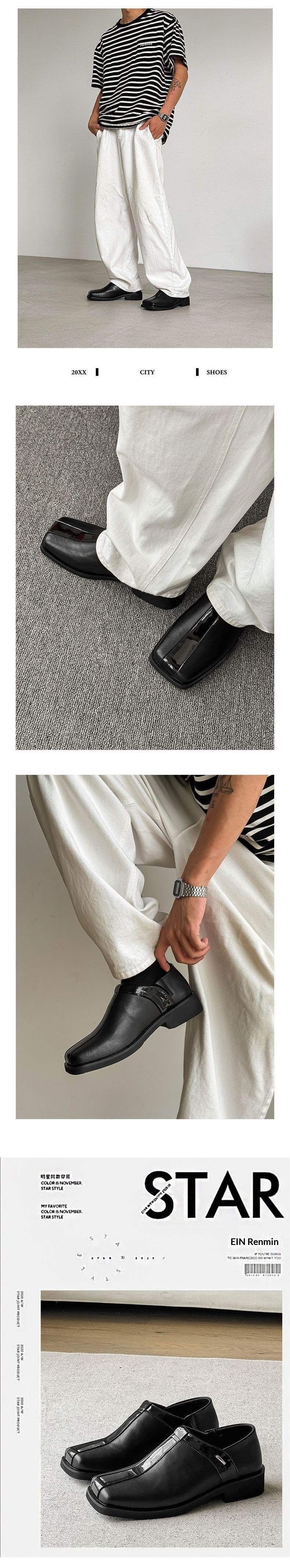 Chaussures pour hommes Voyage Slip-On à semelle épaisse, collection 2025, Derby en cuir, style business casual, bout carré, élégantes et rehaussantes._voghion.com