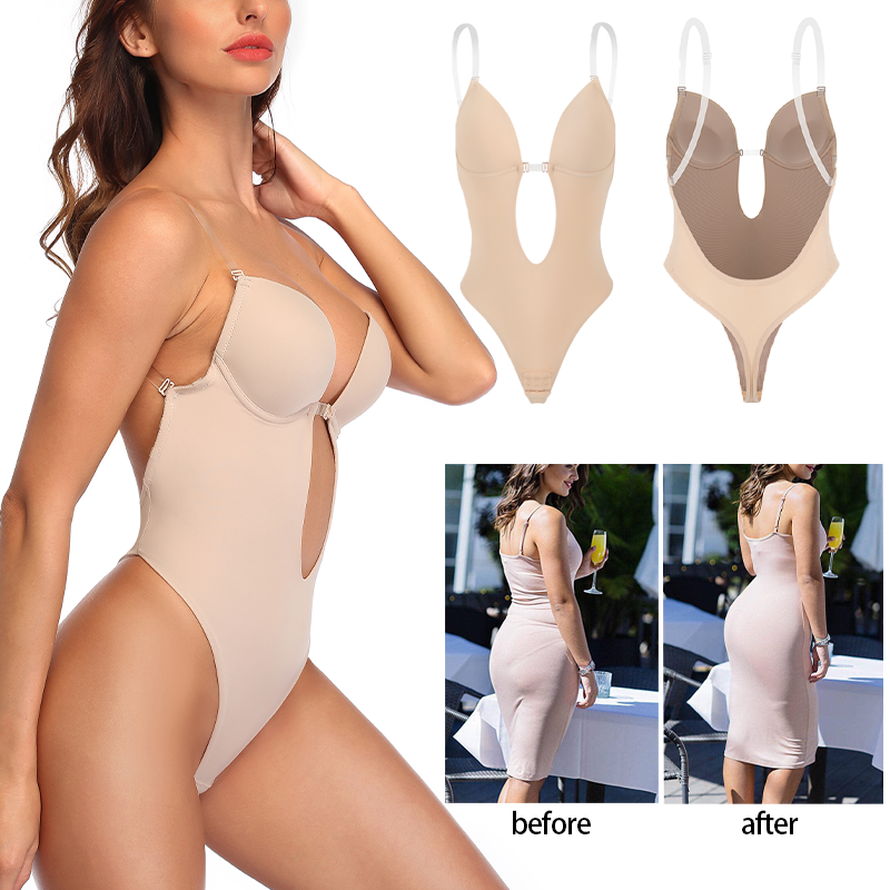 Bodysuits Lingeries Tanga Para Mulheres Sexy Sem Costas Decote Em V Profundo Modelador COMFREE Festa Invisível U Plunge Corset W_voghion.com