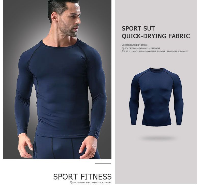 Men's Compression Long Sleeve Shirt – Quick-Dry Stretch Workout Top For Gym, Running & Cycling (Breathable, Moisture-Wicking, Multi-Color)_voghion.com