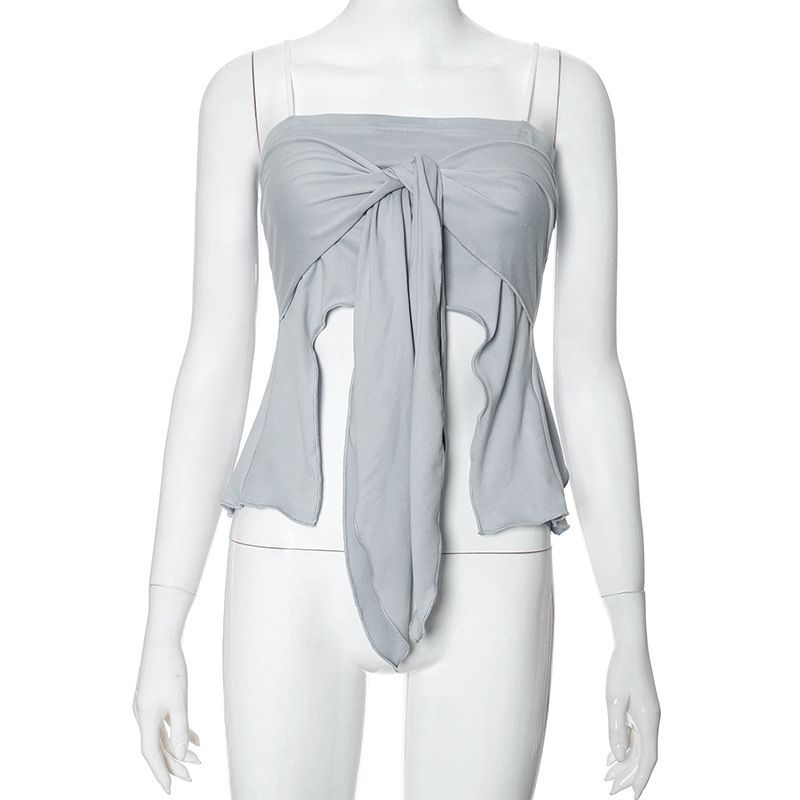 M24TP024 Top de tirantes con espalda abierta, diseño irregular, color liso, para mujer, nuevo estilo de verano 2024_voghion.com
